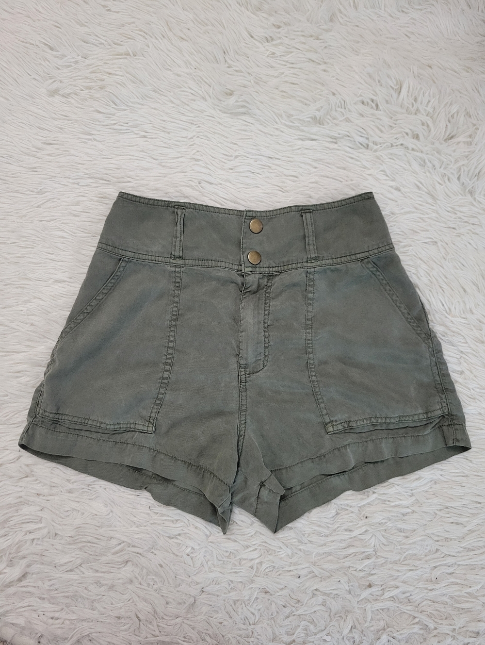 Abercrombie & Fitch Sz S Women's Shorts Khaki Green Lightweight Elastic Waist